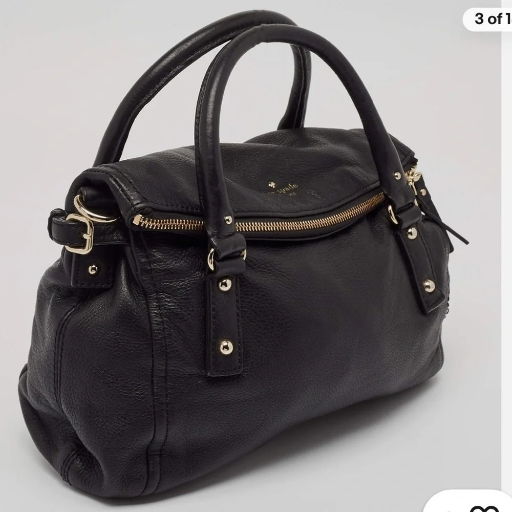 kate spade Black Leather Satchel with Gold Hardware